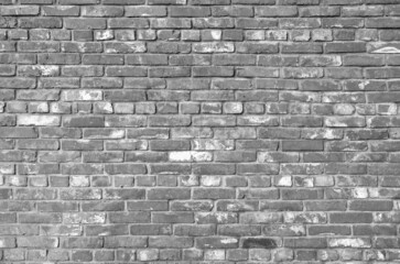 Brick wall in black and white. Background. Wall in loft style Loft style. Background.