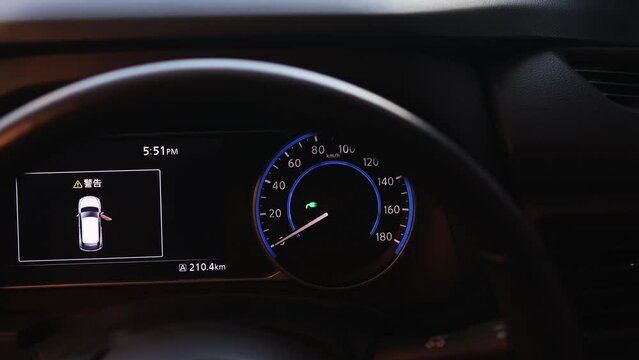 Electric car dashboard display. Electric Car Charging Indicating the Progress of the Charging,