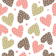 Seamless texture with funny hearts.