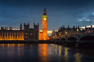Obraz na płótnie Canvas View on old London City centre over river Thames, London, United Kingdom