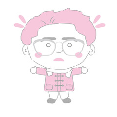 びっくりする若い男性　シンプルカラー