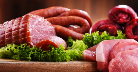 Composition with assorted meat products