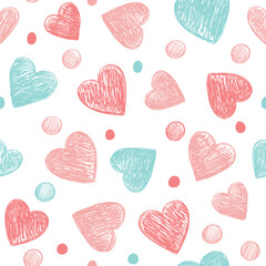 Seamless texture with funny hearts.