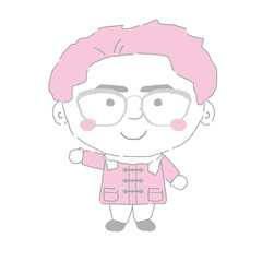 ポーズをとっている男性　右　シンプルカラー