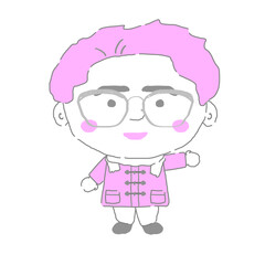 ポーズをとっている男性　左　シンプルカラー