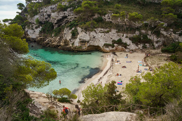 Cala Macarelleta, Menorca. September 2021. Paradise beach on the island of Menorca. Perfect place to relax and enjoy nature in summer.