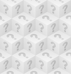 Question Mark Isometric Neutral Seamless Pattern. Vector Tileable Background.