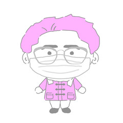 マスクをつけたコート姿の男性　シンプルカラー