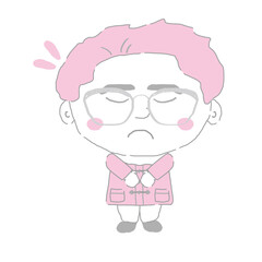 謝る若い男性　シンプルカラー