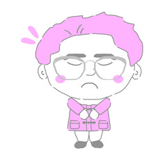 謝る若い男性　シンプルカラー