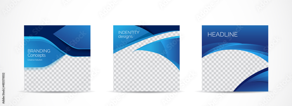Wall mural set square banner template for social media post and web internet ads.vector illustrations.