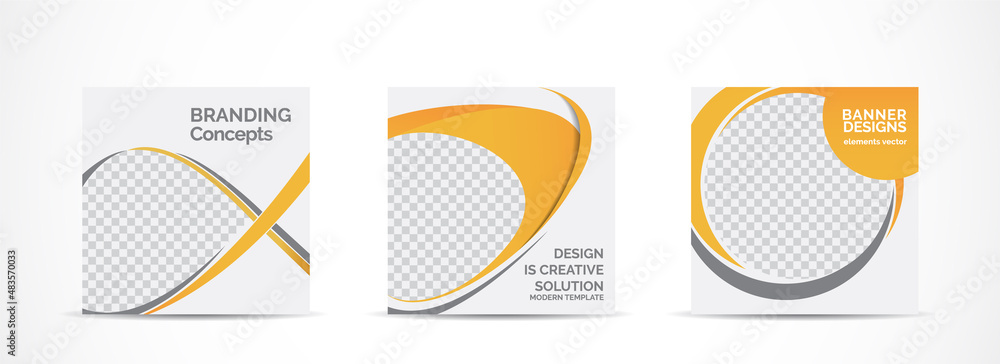 Wall mural set square banner template for social media post and web internet ads.vector illustrations.