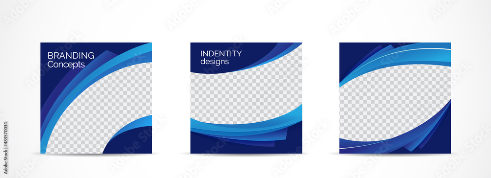 Wall mural set square banner template for social media post and web internet ads.vector illustrations.