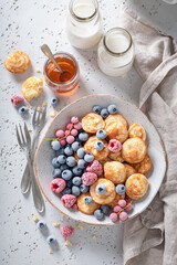 Dutch poffertjes for tasty and fresh breakfast.