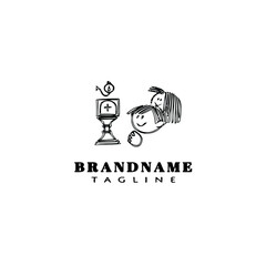 baptism logo cartoon template black icon vector illustration
