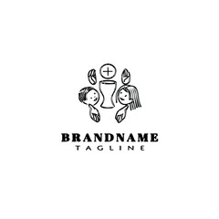 baptism logo cartoon template black icon vector illustration