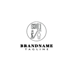 exit logo cartoon template black icon vector illustration