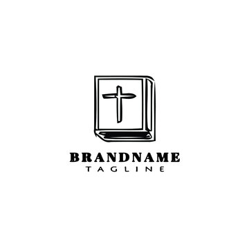 holy bible logo cartoon icon design template black isolated vector