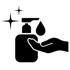 Hand soap dispenser, clean your hands symbol