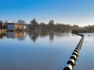 Floating Booms along the River Exe at Trews Weir, Exeter © susie peek
