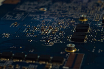 computer motherboard surface in macro
