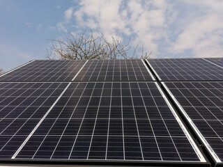 Fototapeta premium Solar panels, PV panels, ecology, green energy, carbon free.