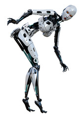 3D Rendering Female Robot on White