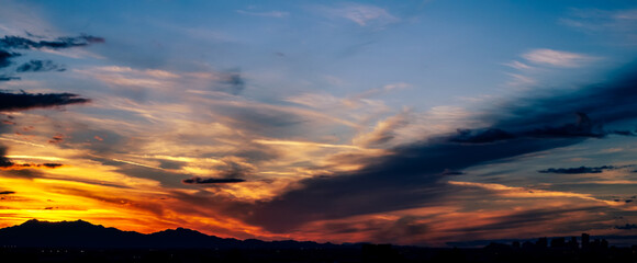 Phoenix Skyline at sunset with dramatic colorful clouds