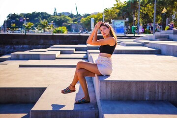 portrait of a girl in a hat in funchal madeira portugal