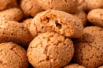 Amaretti biscuits background.