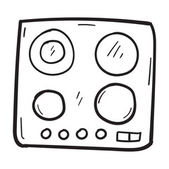 Hand drawn stove for cooking icon in doodle style isolated