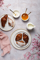 Various Italian croissant with coffee