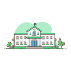 School Building Illustration, Education and School Concept Building Vector Illustration for Landing Page Template, Website Banner, Advertisement and Marketing Material.