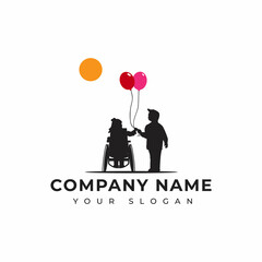 Disability kids logo vector design template