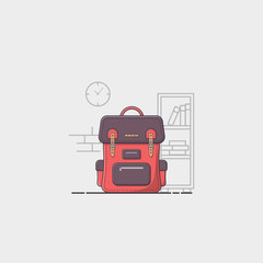 School backpack illustration isolated on white background. flat style trendy modern vector illustration