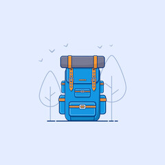 Camping backpack vector illustration. hiking and travelling bag icon concept.
