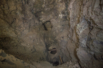 Underground gold mine cave