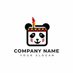Indian panda logo vector design template
