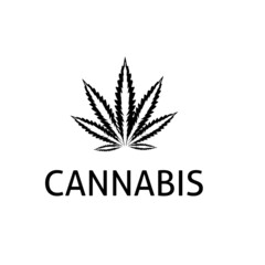 cannabis leaf abstract logo vector icon, dark color silhouette,