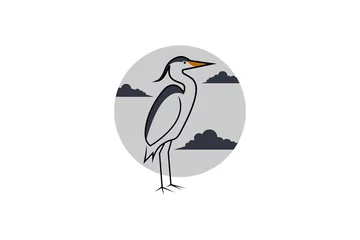 Foto op Plexiglas Heron outline design vector illustration. Line art heron logo design © ikhwantris