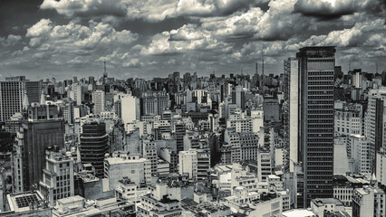 Skyline of Sao Paulo Brazil, taken from the Farol Satander building.