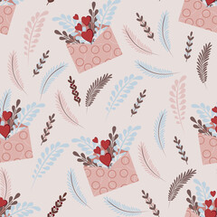 Seamless pattern for Valentine's Day and Mother's Day.