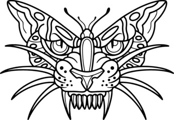 Tiger Butterfly Tattoo Stencil T-shirts Print Stamp 