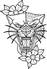 Tiger Panther Tattoo Stencil T-shirts Print Stamp 
