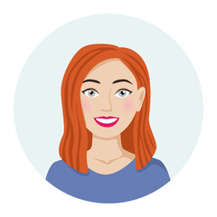 Female avatar, portrait of a woman. Vector illustration of a female character in a modern color style