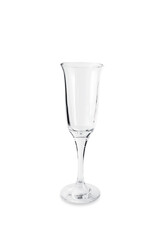 Empty clear wineglass, isolated on white background.