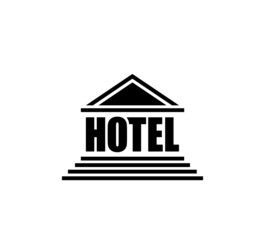 Hotel icon. Black logo isolated on white background. Vector illustration.