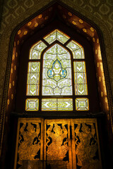 Fototapeta na wymiar Window stained decoration at Wat Benchamabophit Temple in Bangkok, Thailand