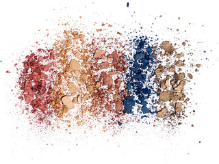 Cracked make-up sample. Isolated on white background.