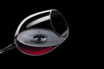 red wine drop falling in glass and created splash